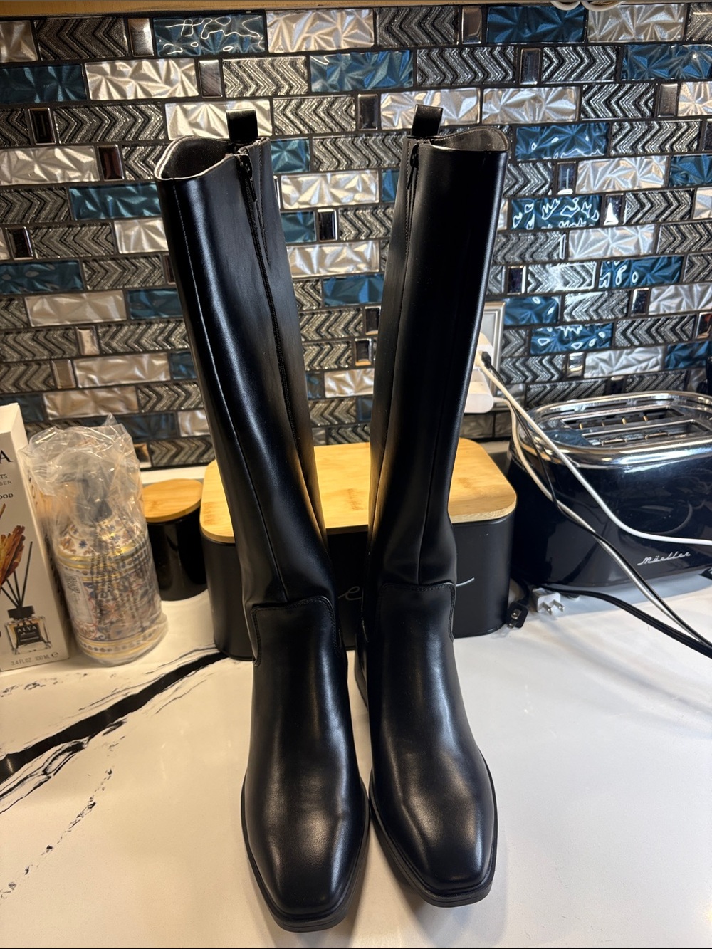 Nine West Black Over-the-Knee Faux Leather Boots